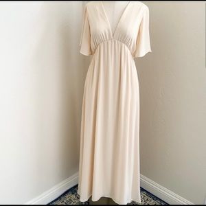 Pink blush maternity chiffon bell sleeve maxi